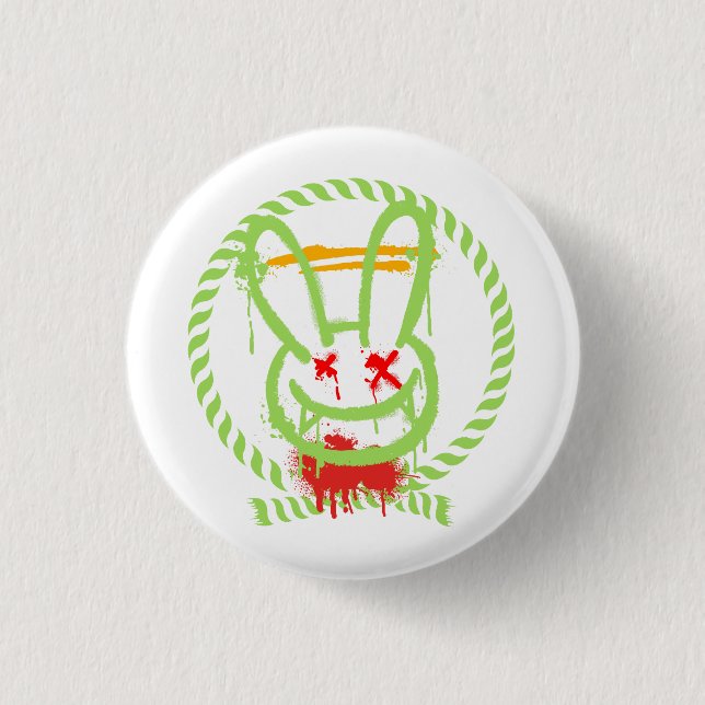 scary rabbit 1 inch round button (Front)