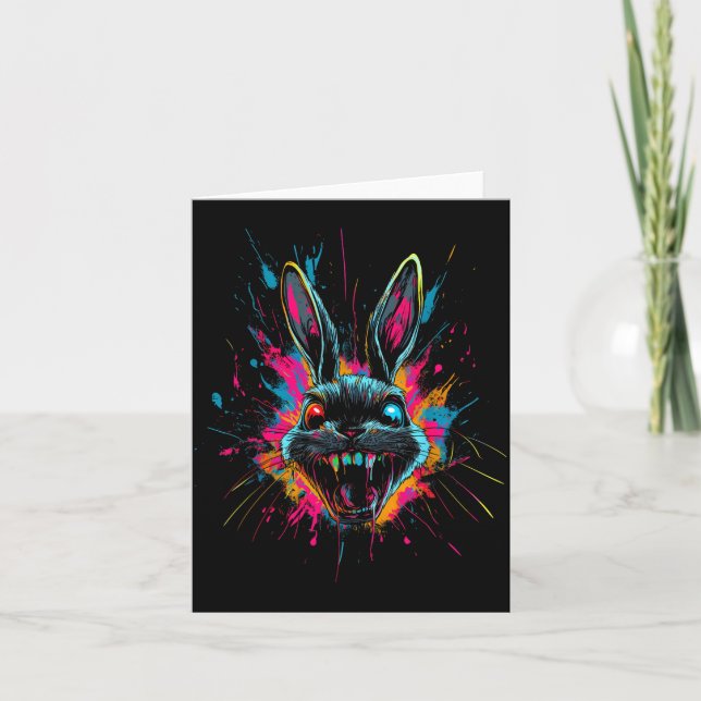 Scary Rabbit Halloween Horror Easter Day Bunny Card (Front)