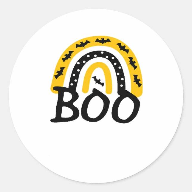 Scary Rainbow and Spooky Halloween Classic Round Sticker (Front)