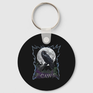 Scary Raven F-caw-f Full Moon Halloween  Keychain