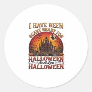 Scary Ready Halloween Haunted Castle Witch Pumpkin Classic Round Sticker