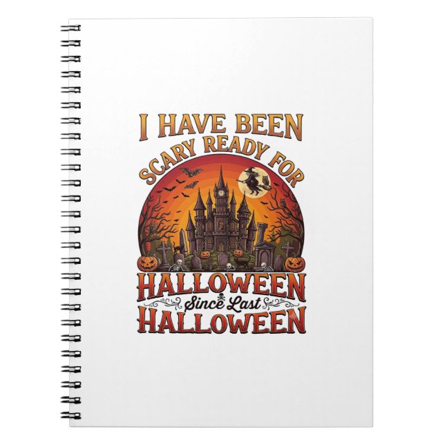 Scary Ready Halloween Haunted Castle Witch Pumpkin Notebook (Front)