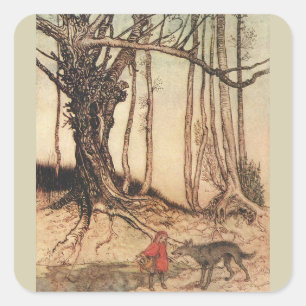 Scary Red Riding Hood Square Sticker