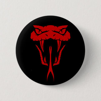 Scary Red Snake Face - Black  2 Inch Round Button