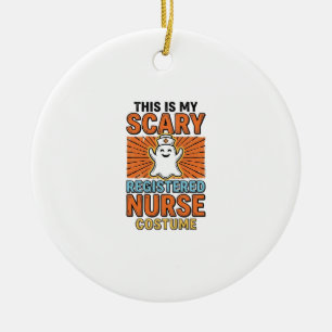 Scary Registered Nurse Costume Halloween Design_1 Ceramic Ornament