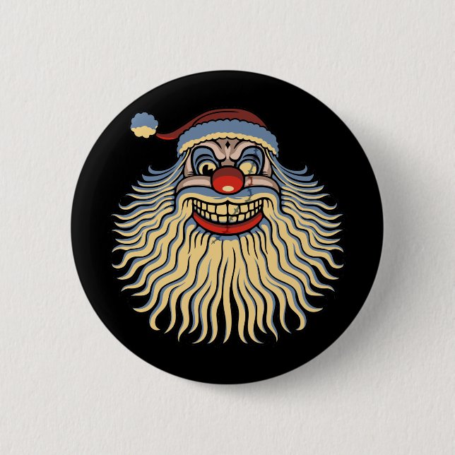 Scary Santa Clown 2 Inch Round Button (Front)