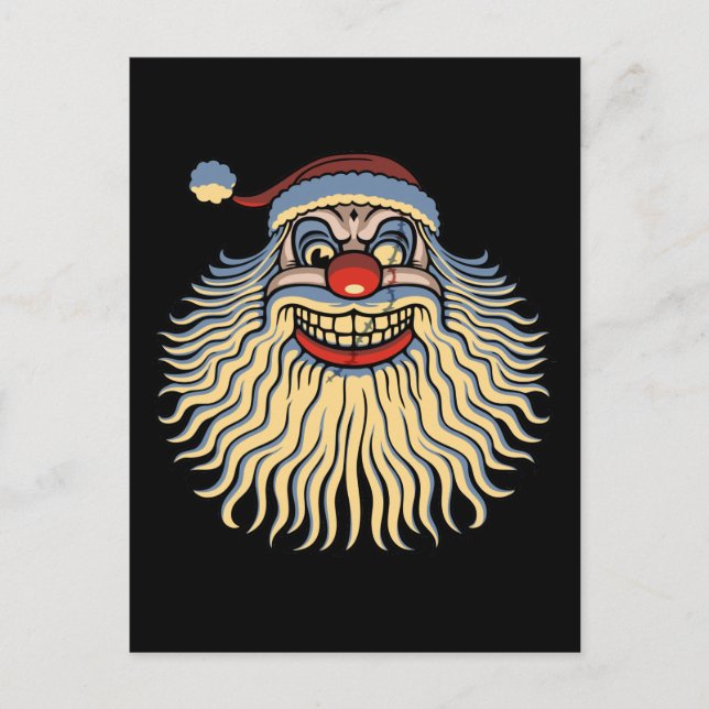 Scary Santa Clown Holiday Postcard (Front)