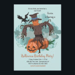 Scary Scarecrow Halloween Party Invitation<br><div class="desc">A Halloween party invitation with a scary scarecrow, pumpkins and a crow (Pix). The card is easy to customize with your wording, font, font colour, paper shape options and choice of six paper types.Not exactly what you're looking for? All our products can be custom designed to meet your needs at...</div>
