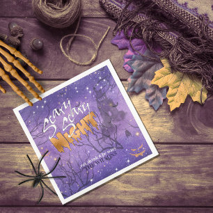 Scary Scary Night Halloween Purple ID946 Napkin