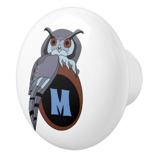 Scary Scop Owl Monogram Ceramic Knob