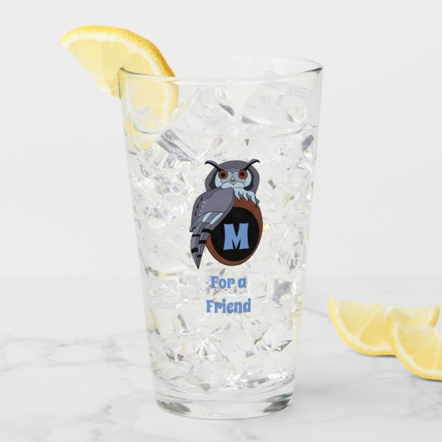 Scary Scop Owl Monogram Glass (Front Ice)