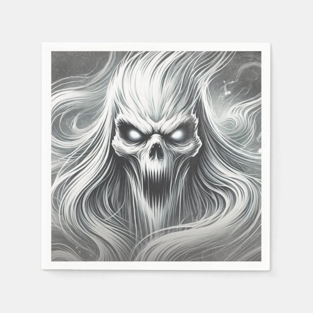 Scary Screaming Poltergeist Ghost Halloween Party Napkin (Front)