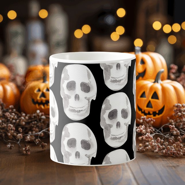 Scary Scull Black & White Pattern|Happy Halloween Coffee Mug (Creator Uploaded)