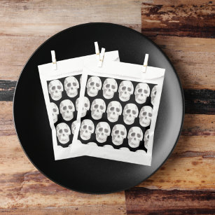 Scary Scull Black & White Pattern Happy Halloween Favour Bag
