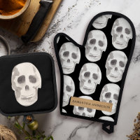 Scary Scull Black & White Pattern|Happy Halloween