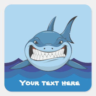Scary shark add text Square Sticker