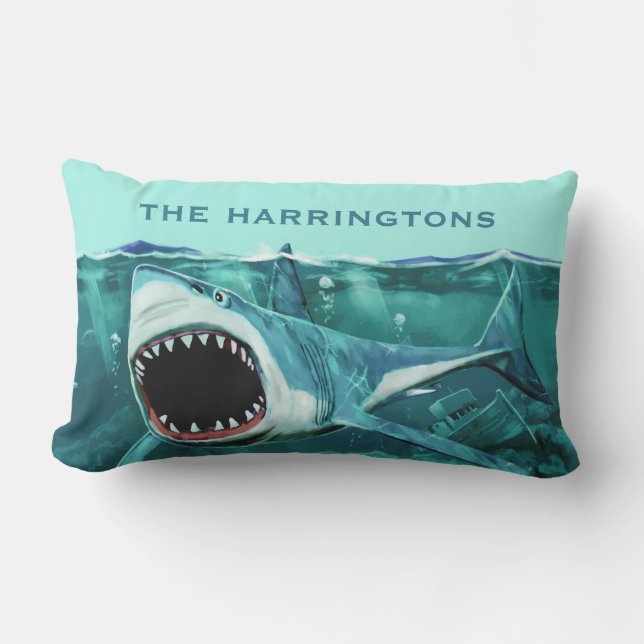 Scary Shark custom name throw pillows (Front)