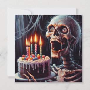 Scary Skeleton Birthday Folded Greeting Card