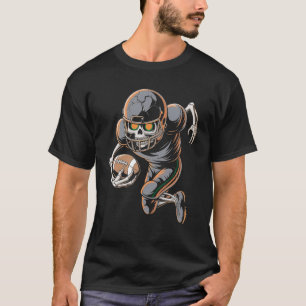 Scary Skeleton Football Player Halloween Spooky T-Shirt
