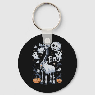 Scary Skeleton Giraffe In Ghosts Halloween  Keychain