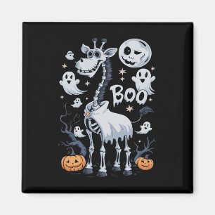 Scary Skeleton Giraffe In Ghosts Halloween Magnet