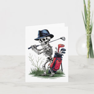 Scary Skeleton Golf Funny Halloween Golfing Sports Card