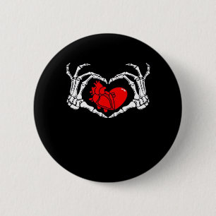 Scary Skeleton Hands And Red Heart Creepy Spooky V 2 Inch Round Button