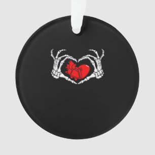 Scary Skeleton Hands And Red Heart Creepy Spooky V Ornament
