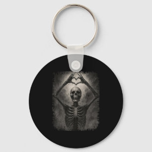 Scary Skeleton Hands Heart Sign Funny Halloween Co Keychain
