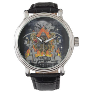 Scary Skeleton In Night Halloween Watch