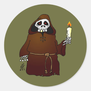 Scary Skeleton Monk Classic Round Sticker