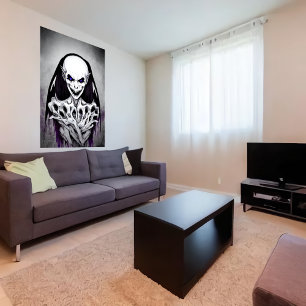 Scary Skeleton monster portrait   AI Art Poster