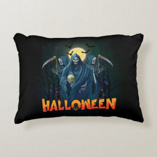 Scary Skeleton Night Halloween, My Halloween Mood. Accent Pillow