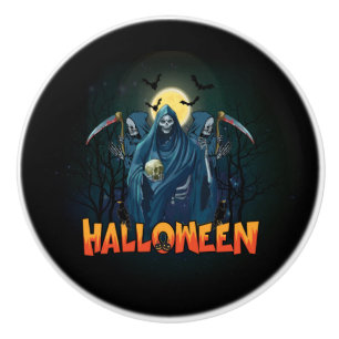Scary Skeleton Night Halloween, My Halloween Mood. Ceramic Knob