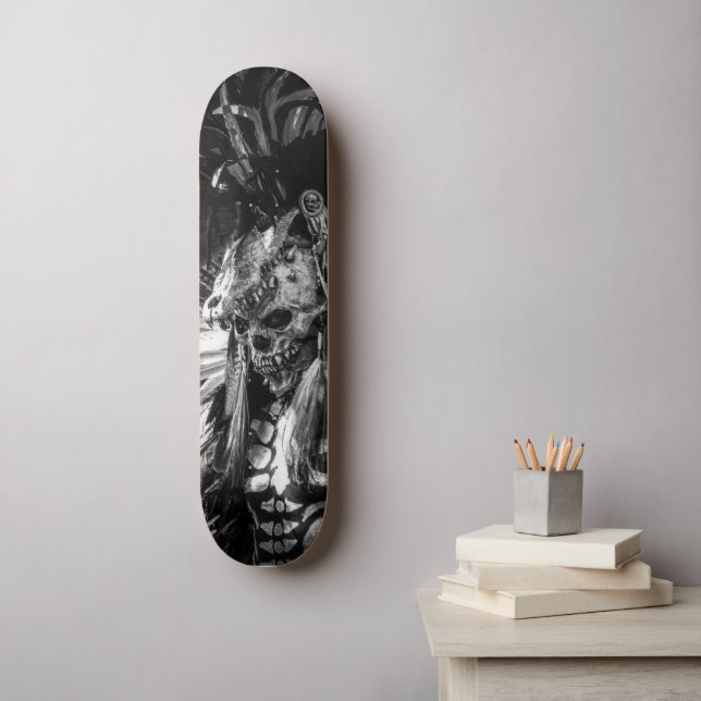 Scary Skull Black & White Happy Halloween  Skateboard (Wall Art)