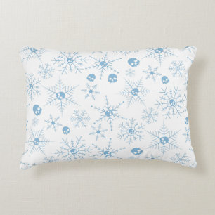 Scary skull Creepmas Christmas Snowflakes Accent Pillow