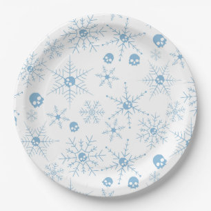 Scary skull Creepmas Christmas Snowflakes Paper Plate