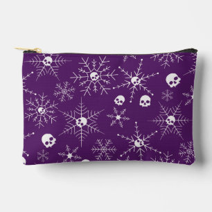 Scary skull Creepmas Christmas Snowflakes purple Accessory Pouch