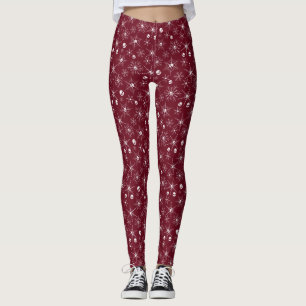 Scary skull Creepmas Christmas Snowflakes red Leggings
