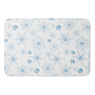 Scary skull Creepmas Christmas Snowflakes white Bath Mat