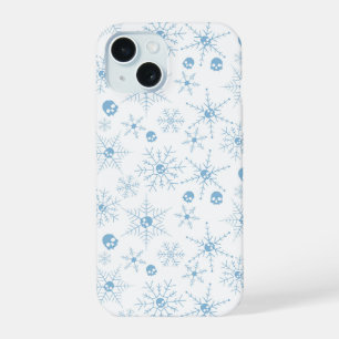 Scary skull Creepmas Christmas Snowflakes white iPhone 15 Case