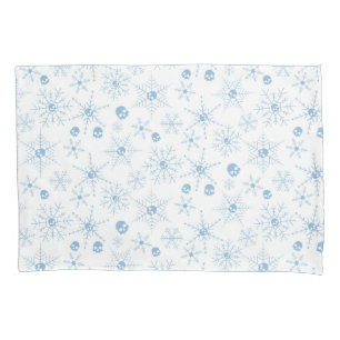 Scary skull Creepmas Christmas Snowflakes white Pillowcase