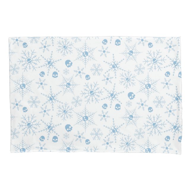 Scary skull Creepmas Christmas Snowflakes white Pillowcase (Front)