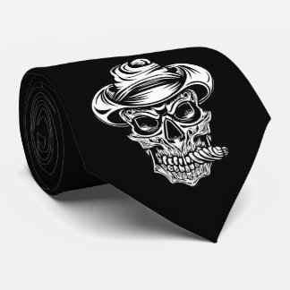 Scary Skull Deadly Vibes Halloween Tie