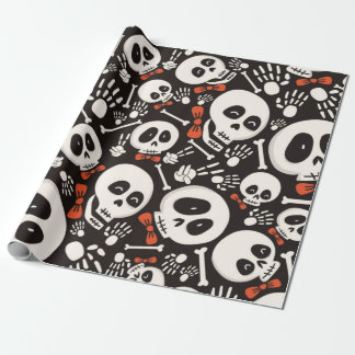 Scary Skull Halloween Pattern Wrapping Paper