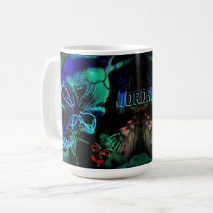 Scary Skull Neon Teal Blue Name Day Dead Halloween Coffee Mug