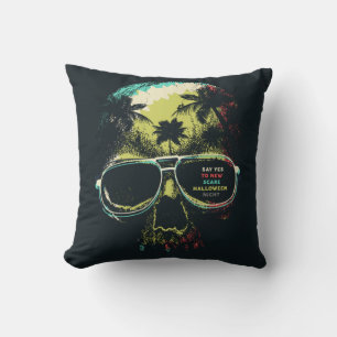 Scary Skull Say Yes to New Halloween Night Throw Pillow