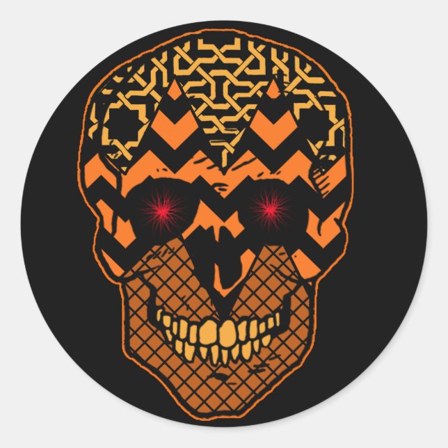 Scary Skull Sticker on Black Background (Front)