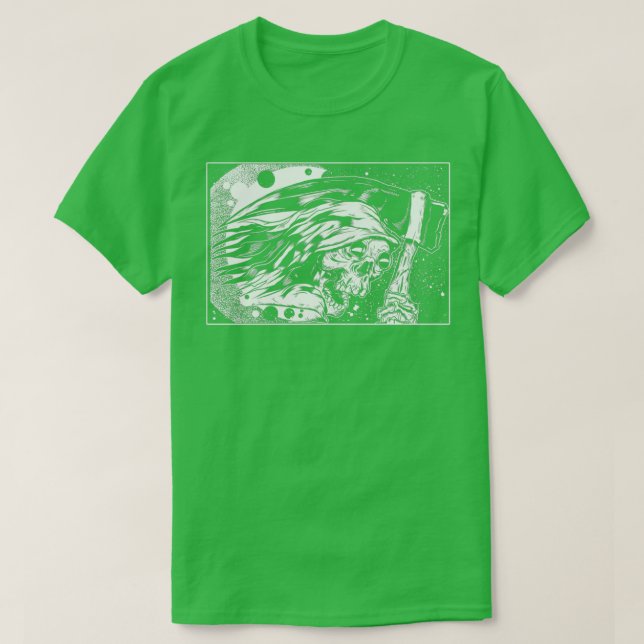 Scary skull wand wizard T-Shirt (Design Front)