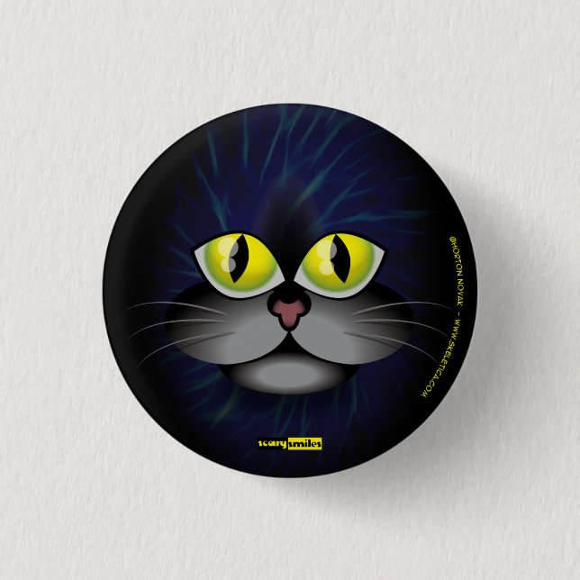 Scary Smiles - Black Cat 1 Inch Round Button (Front)